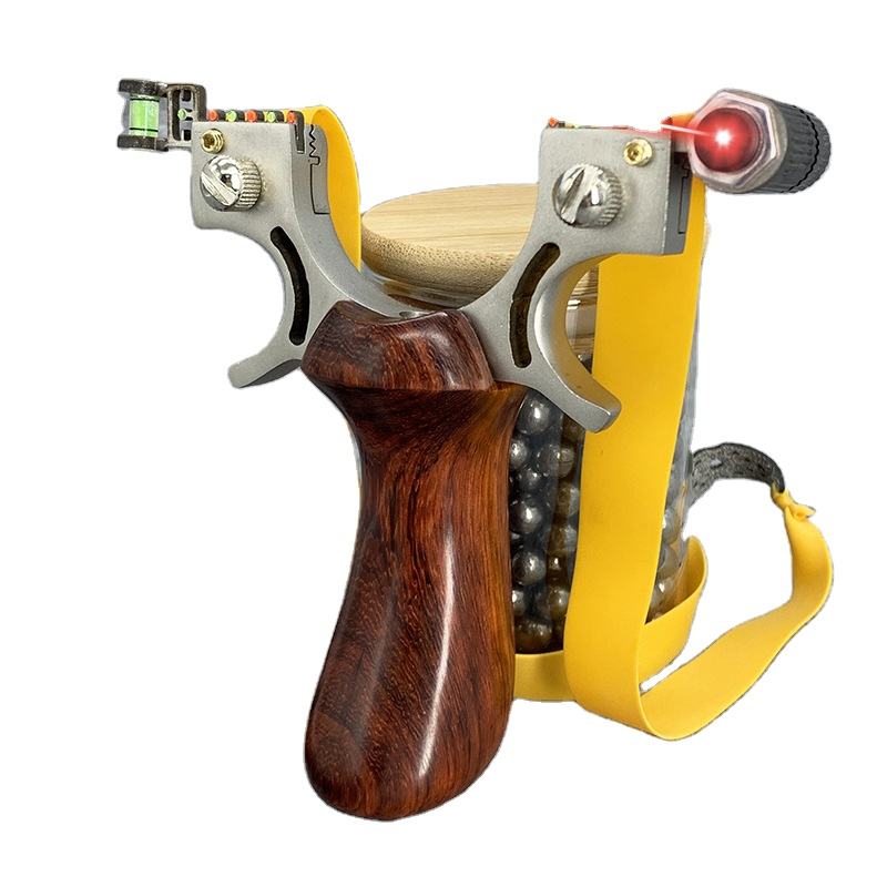 Stainless Steel Slingshot with Solid Wood Handle